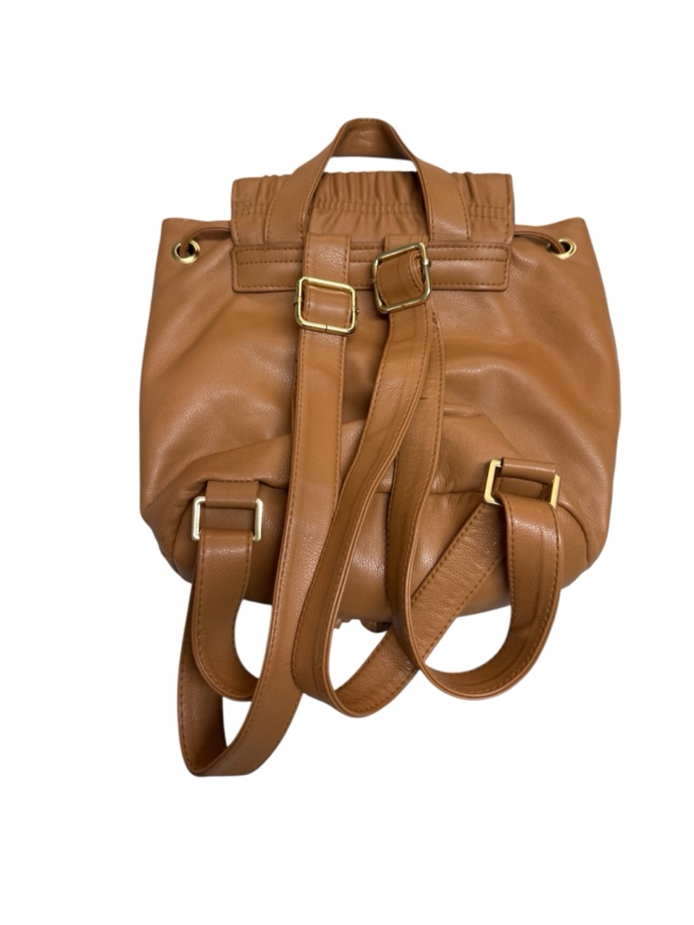 Leather Drawstring Backpack in Tan - Picture 2 of 4